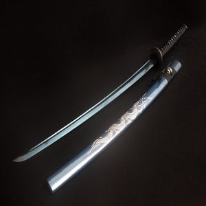 Handmade Japanese Samurai Sword Blue Dragon Katana